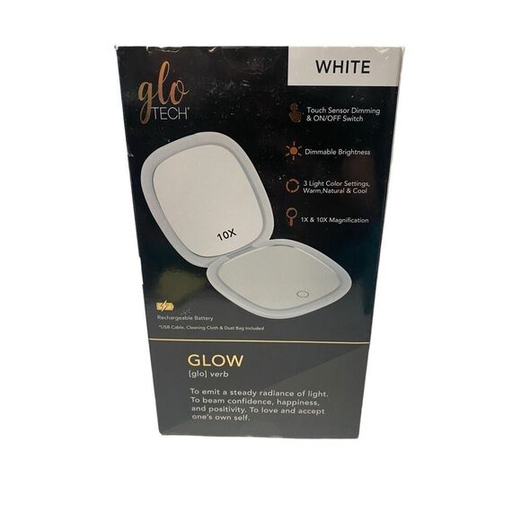 Glo Tech LED Compact Mirror in White New Open Box - Picture 1 of 2